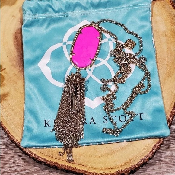 Kendra Scott Rare HTF Hot‎ pink and gold Rayne necklace - Picture 1 of 8